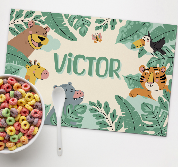 Jungle animals Personalised placemats - TenStickers