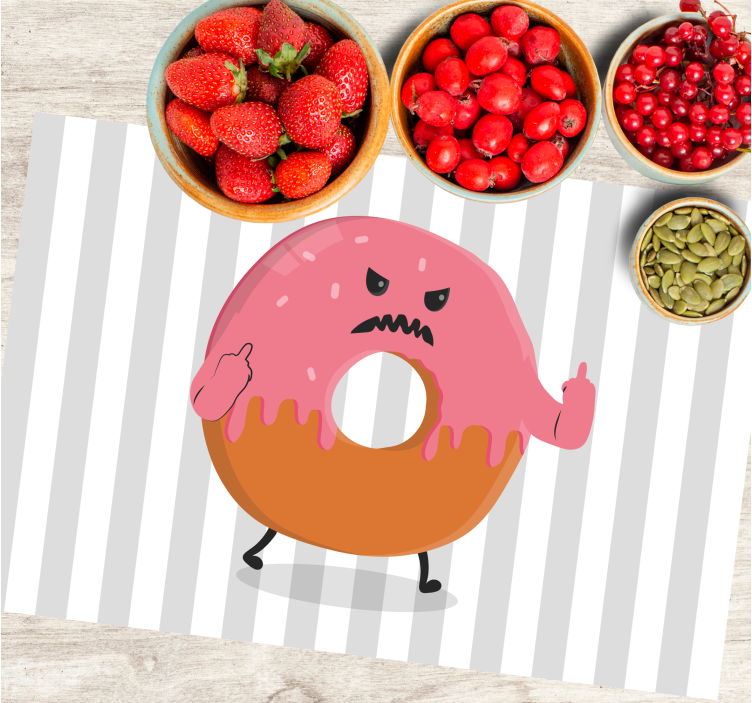 Angry pink donut original placemats - TenStickers