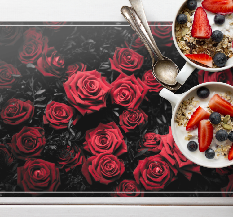 Black white with red roses original placemats - TenStickers