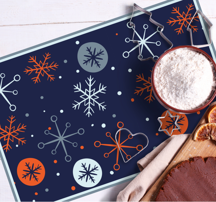 Blue and orange snowflakes Christmas placemats - TenStickers