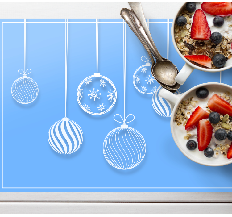 Blue and white christmas bubbles placemats - TenStickers