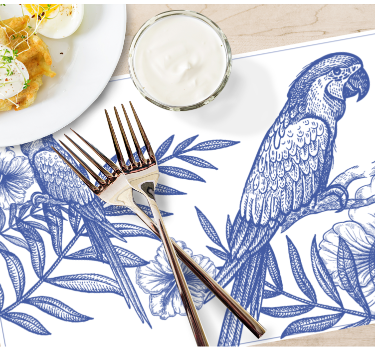 Blue birds on plants elegant placemats - TenStickers