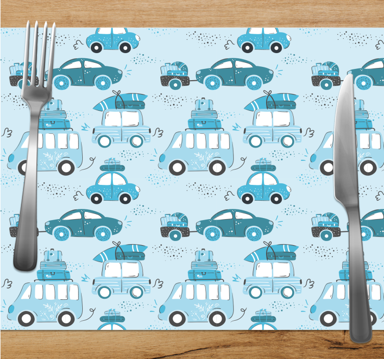 Blue city vehicles nordic children placemats - TenStickers
