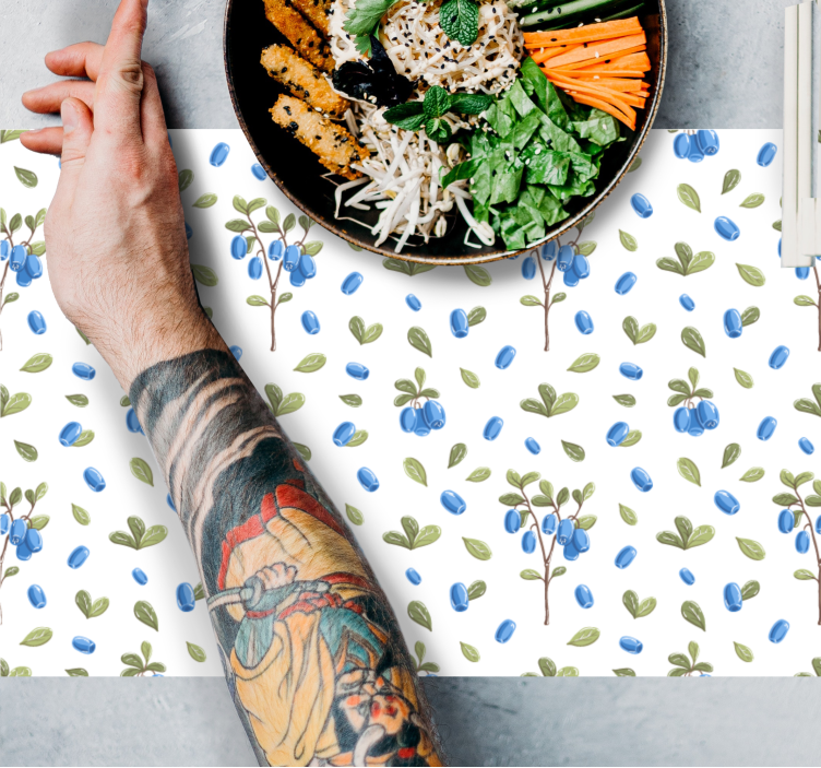 Botanical blue pattern placemat - TenStickers