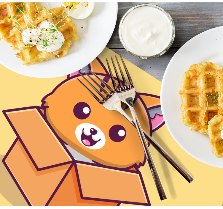 Cat in box children placemats - TenStickers