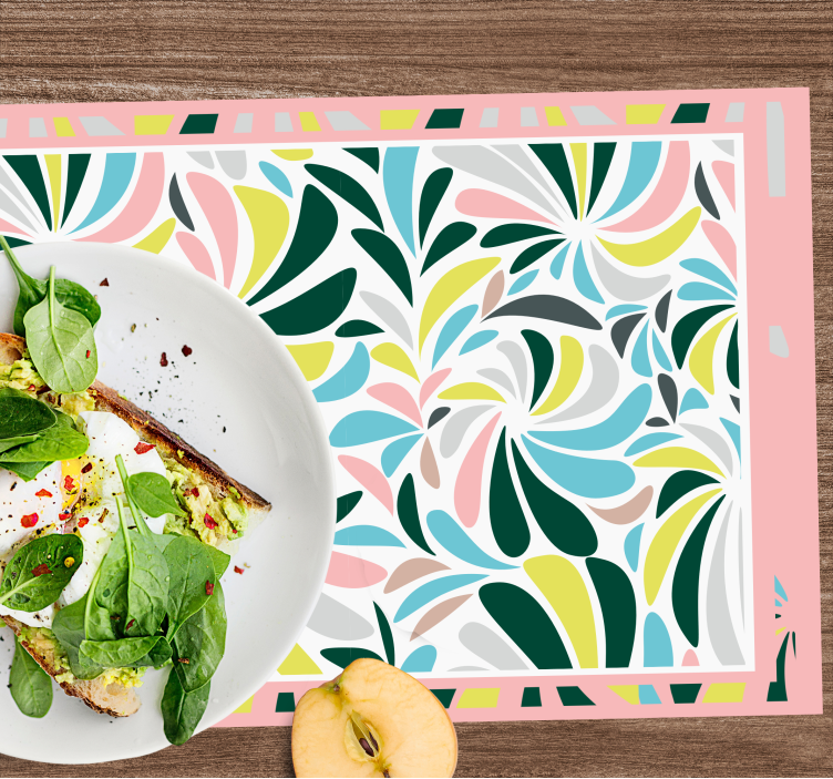 Chained colored feathers modern placemats - TenStickers