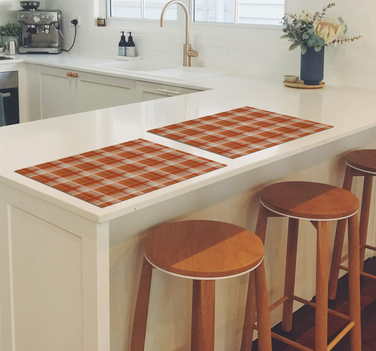 Checkered orange pattern elegant placemat - TenStickers