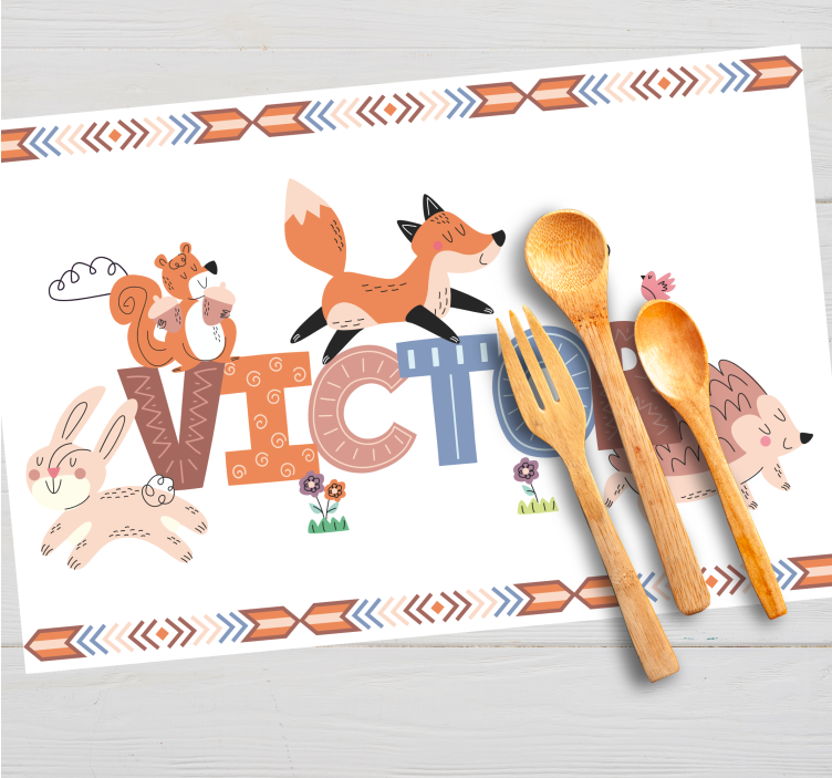 Children placemat animal friends gathering - TenStickers