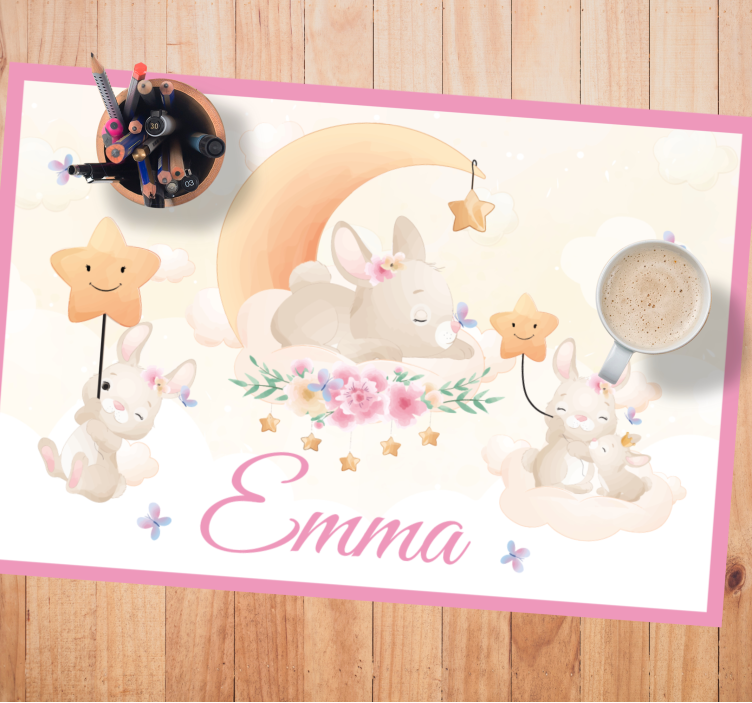 Children placemat bunny moon scene - TenStickers