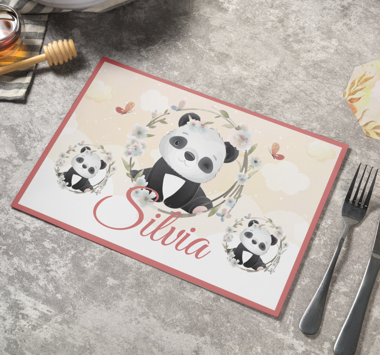 Children placemat charming panda design - TenStickers