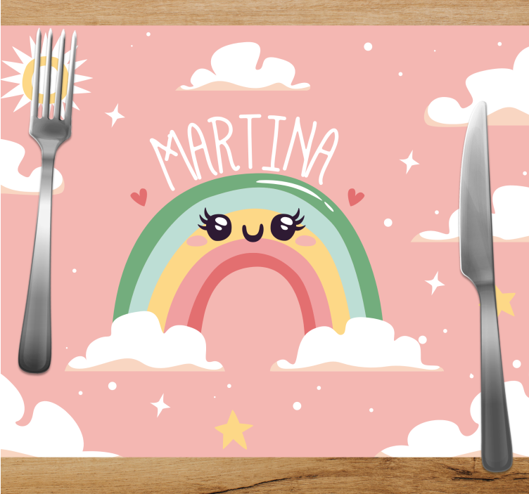 Children placemat cheerful rainbow scene - TenStickers