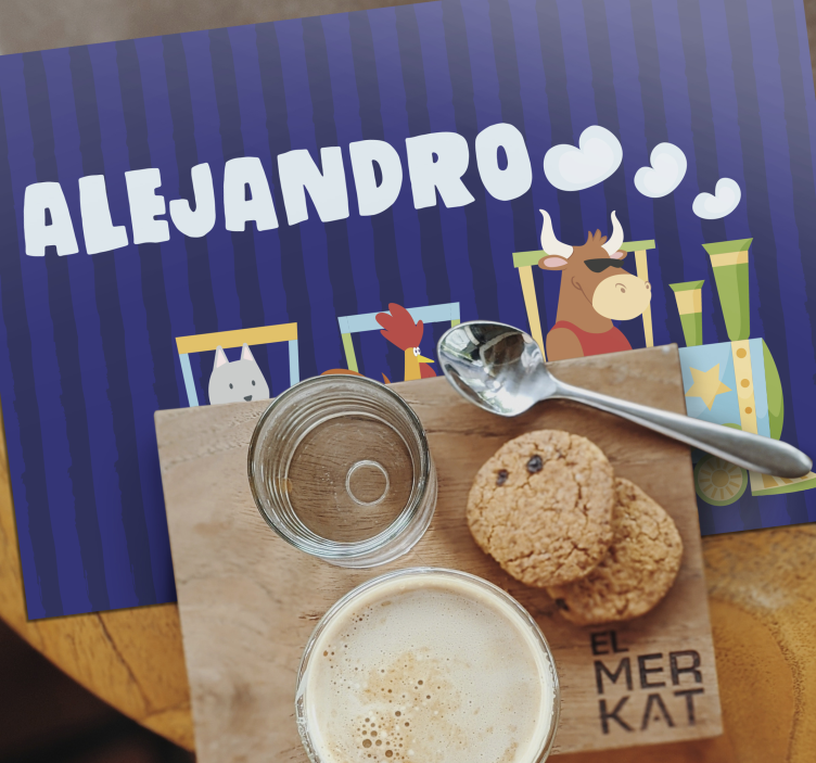 Children placemat colorful train animals - TenStickers