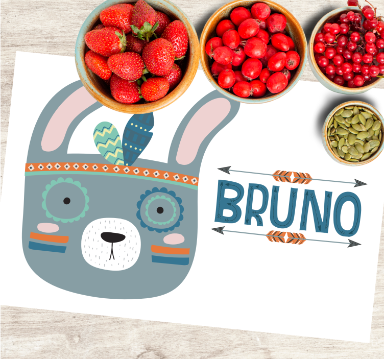 Children placemat cute animal face - TenStickers