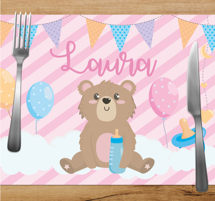 Children placemat cute bear balloon design - TenStickers