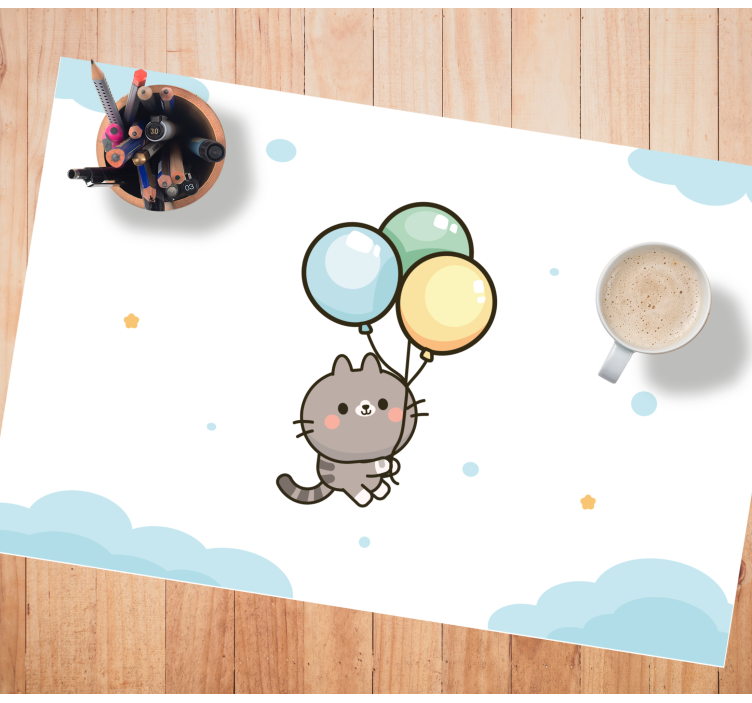 Children placemat cute cat balloons - TenStickers