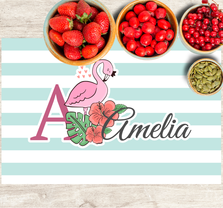 Children placemat flamingo monogram amelia - TenStickers
