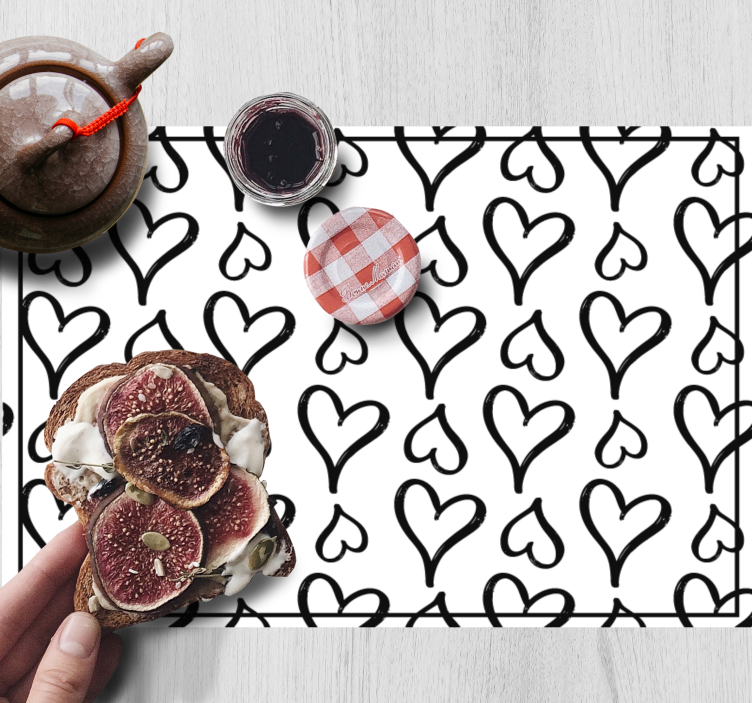 Children placemat hearts pattern fun - TenStickers