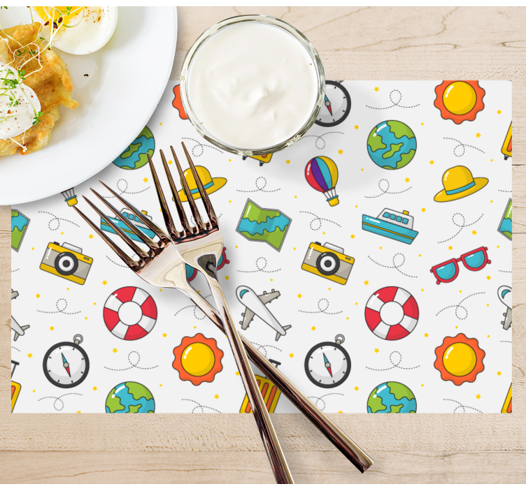 Children placemat playful travel themes - TenStickers