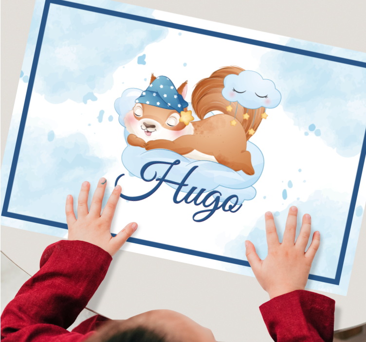 Children placemat squirrel on cloud - TenStickers