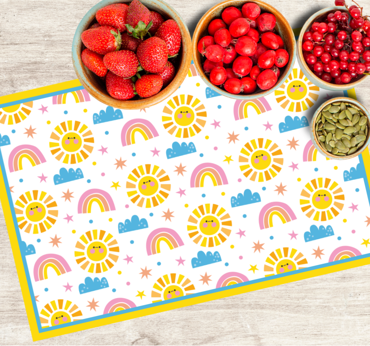 Children placemat sunny rainbow design - TenStickers