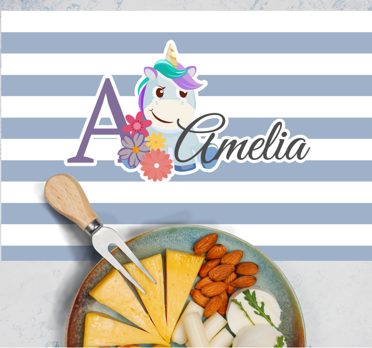 Children placemat unicorn name design - TenStickers
