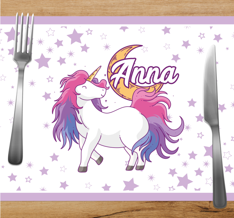 Children placemat unicorn with stars - TenStickers
