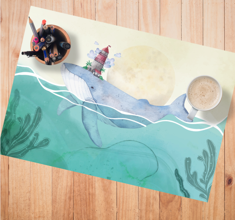 Children placemat whale with lighthouse design - TenStickers