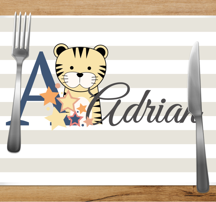 Children placemat with adorable tiger design - TenStickers