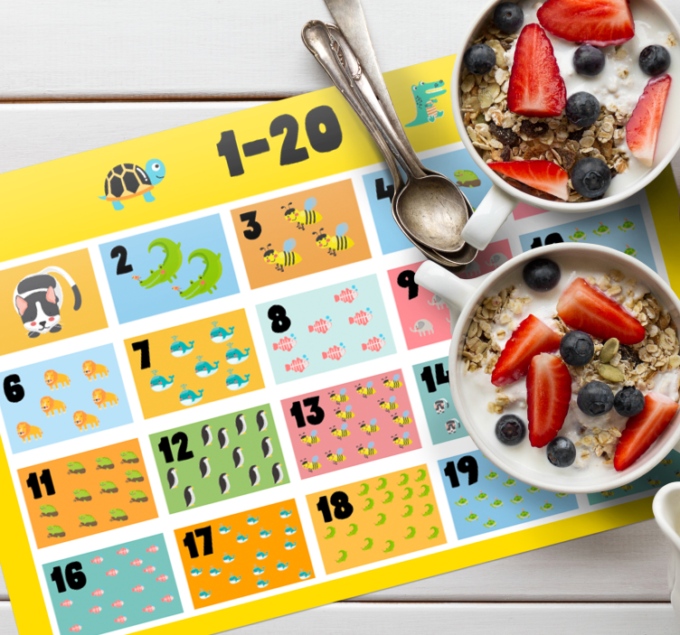 Children placemat with bright number chart - TenStickers
