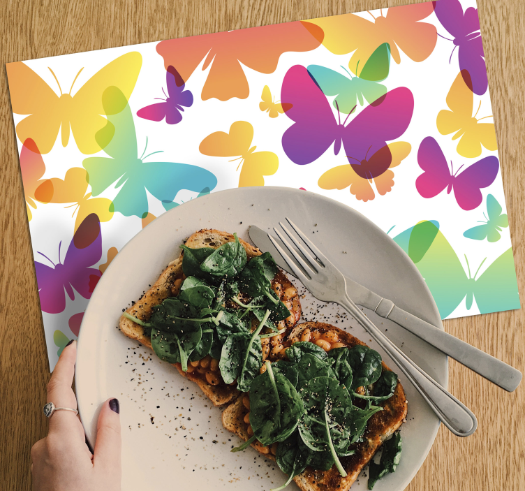 Children placemat with colorful butterfly design - TenStickers