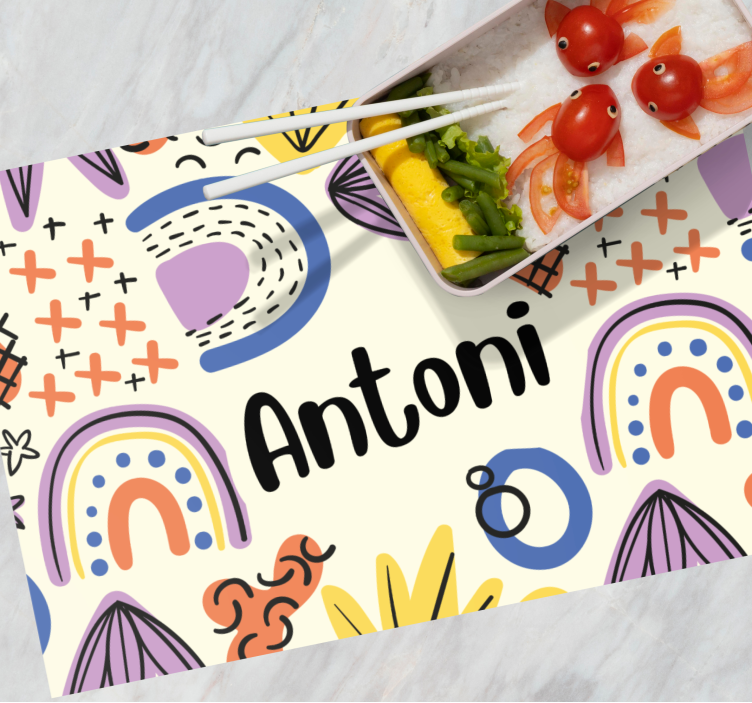 Children placemat with colorful name designs - TenStickers