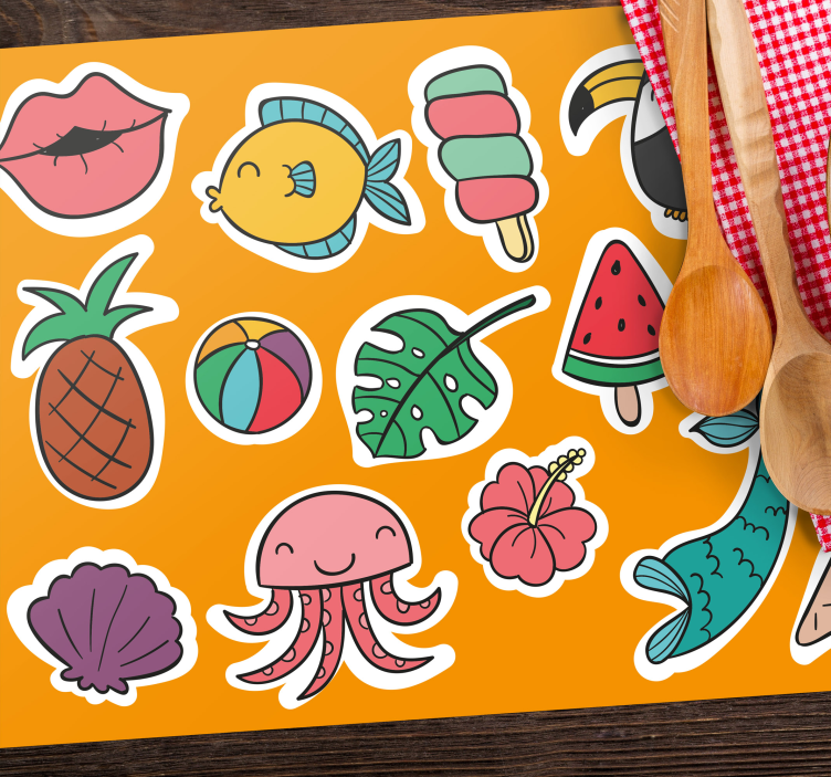 Children placemat with colorful tropical designs - TenStickers