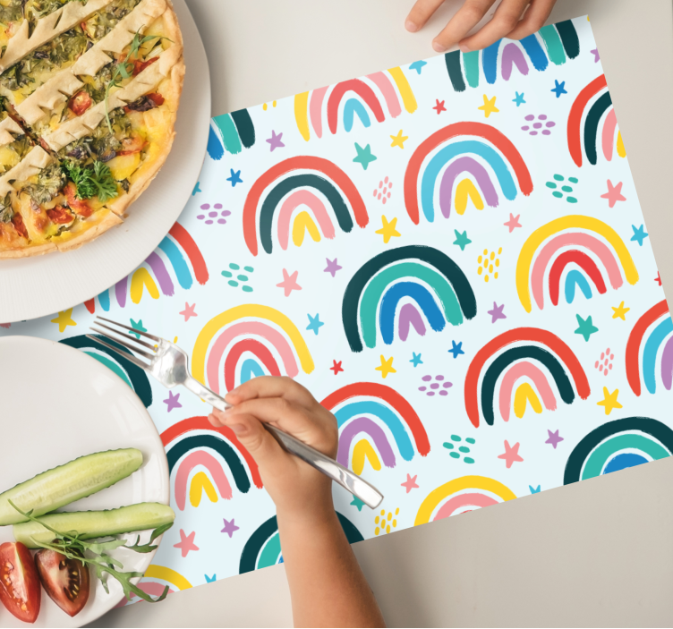 Children placemat with vibrant rainbow design - TenStickers