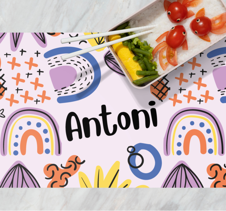 Children placemat with vibrant rainbow designs - TenStickers