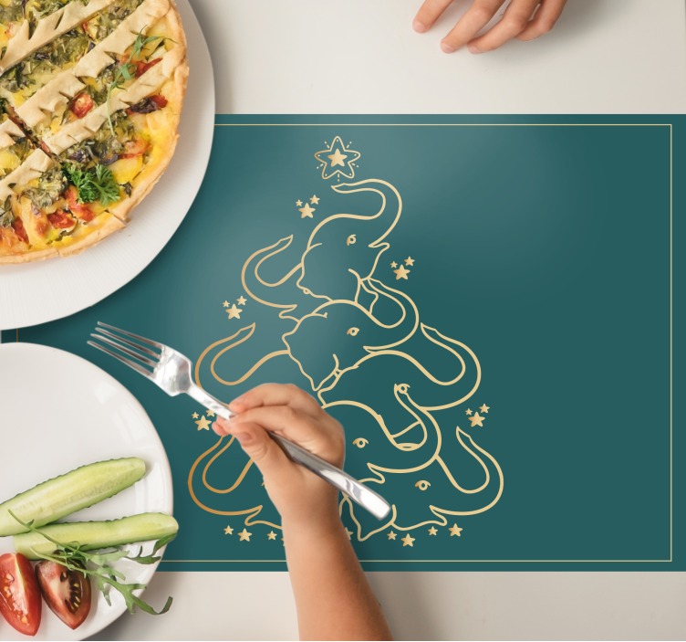 Christmas placemat elegant elephant tree - TenStickers