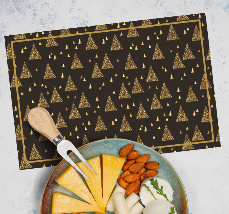 Christmas placemat elegant gold christmas trees - TenStickers