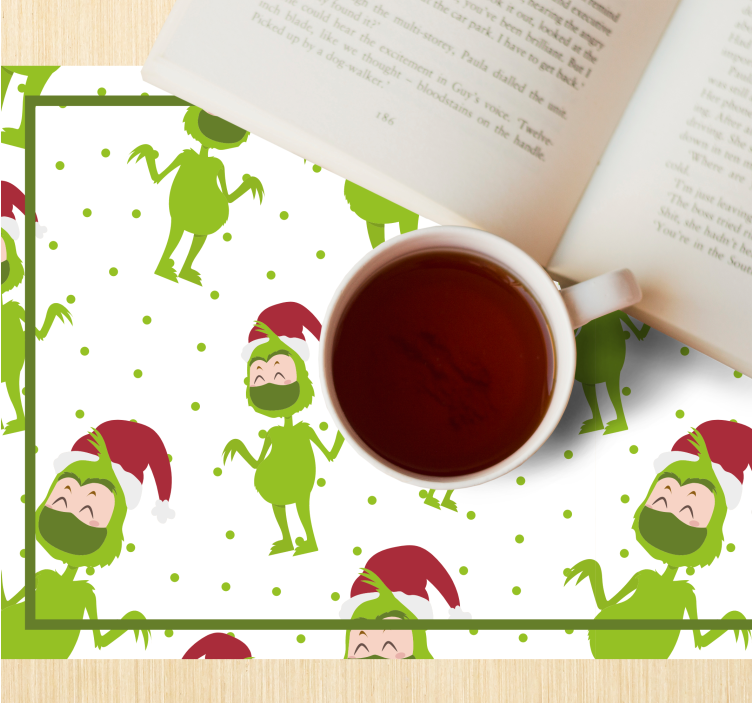 Christmas placemat featuring cheerful grinch characters - TenStickers