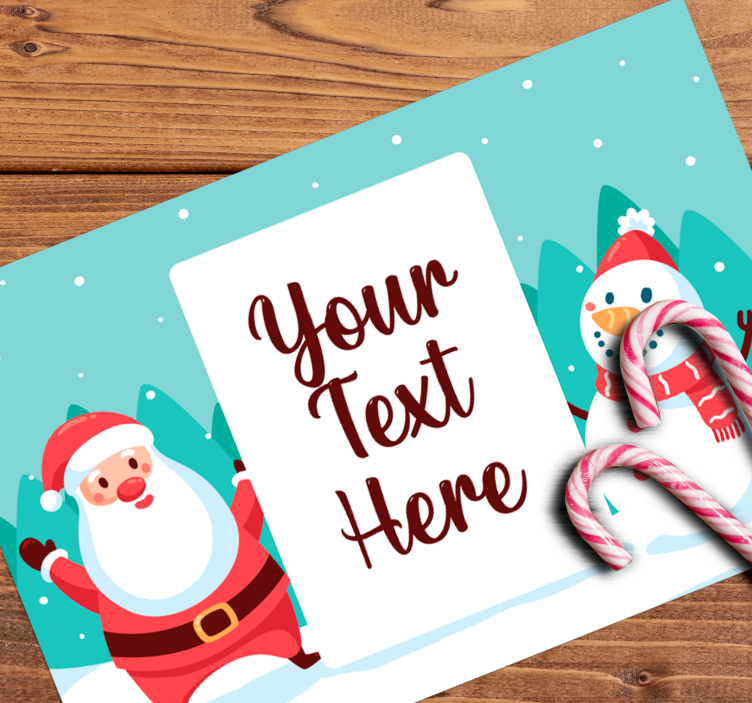 Christmas placemat featuring santa claus and snowman - TenStickers