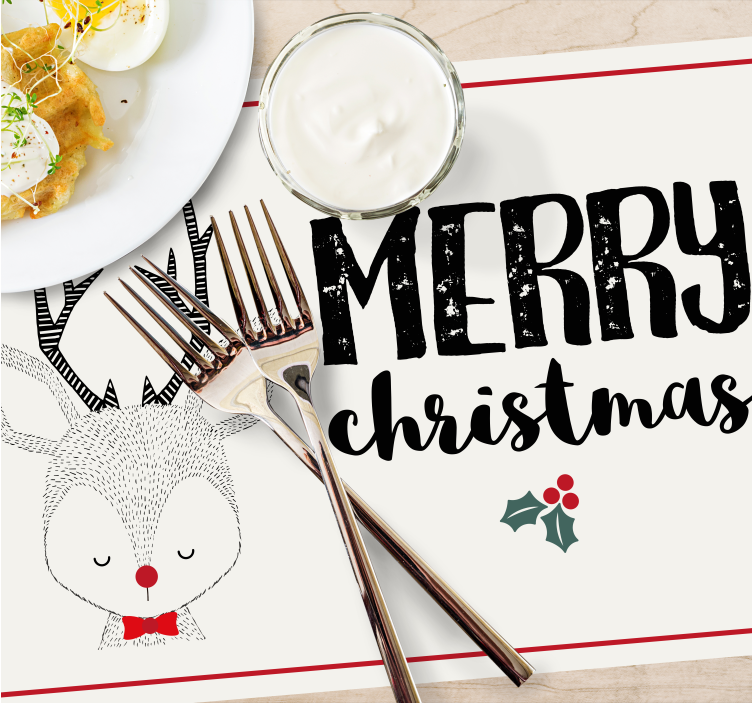Christmas placemat merry reindeer design - TenStickers