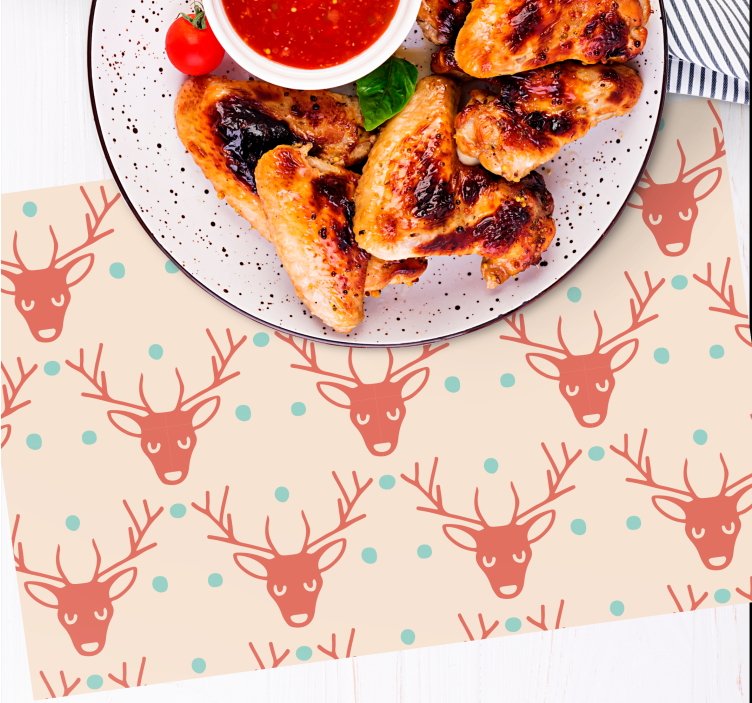 Christmas placemat reindeer pattern table setting - TenStickers
