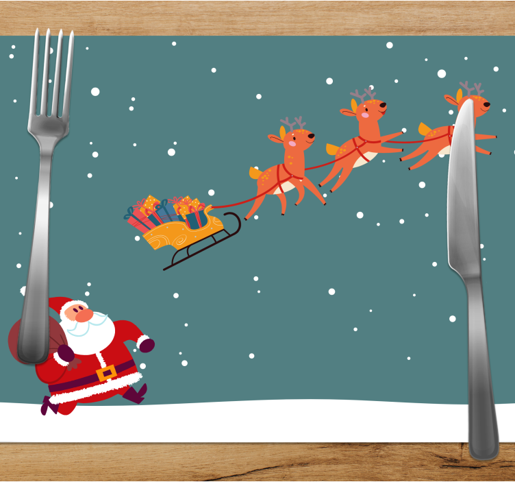 Christmas placemat santa claus sleigh ride - TenStickers