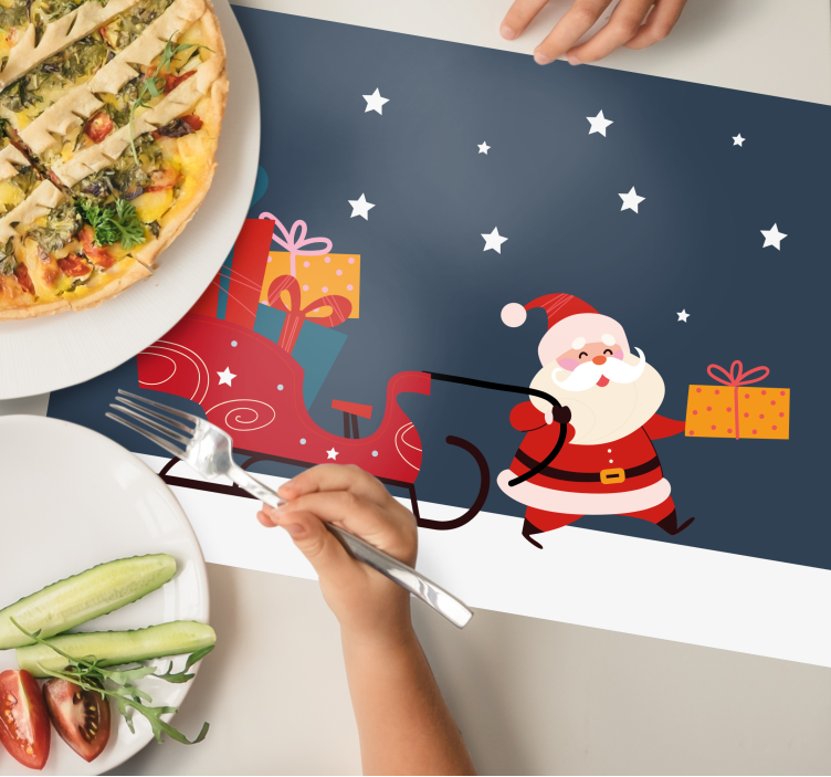 Christmas placemat santa sleigh presents - TenStickers