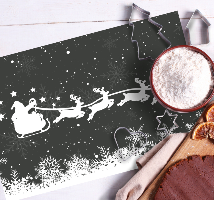 Christmas placemat santa sleigh reindeer - TenStickers