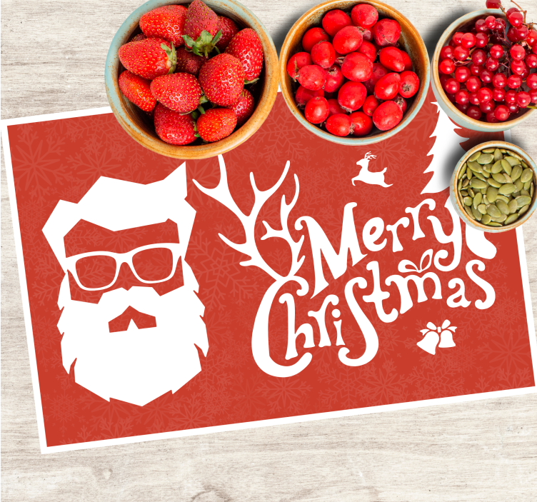 Christmas placemat santa with glasses - TenStickers