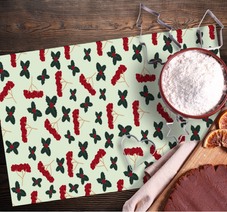 Christmas placemat with berry pattern design - TenStickers