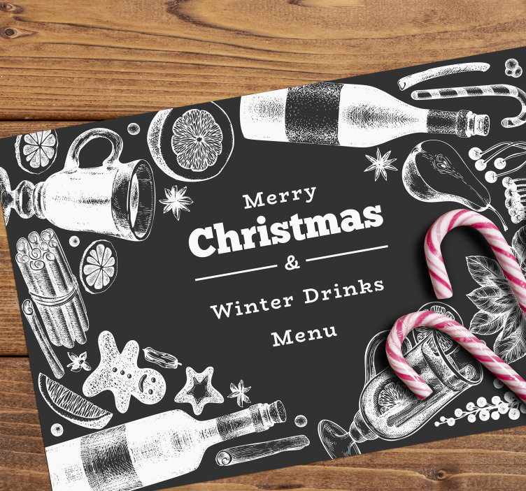 Christmas placemat with festive drink menu - TenStickers