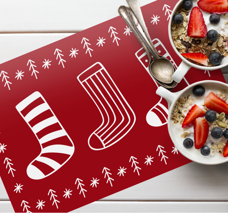 Christmas placemat with festive sock designs - TenStickers