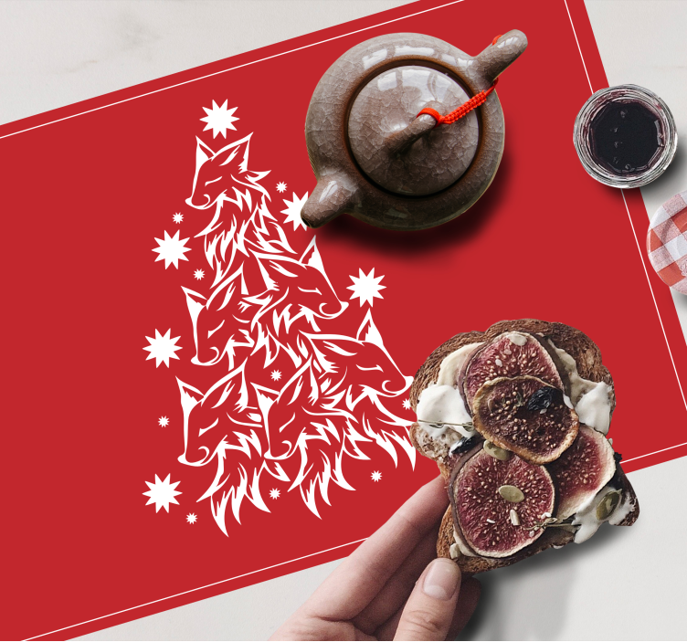 Christmas placemat with stylized fox tree design - TenStickers
