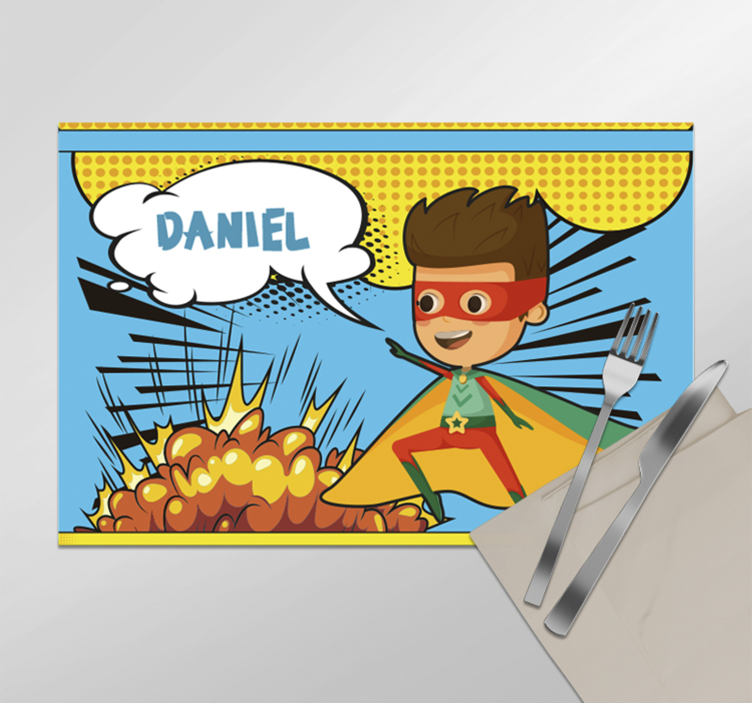 Comic super hero Personalised placemat - TenStickers