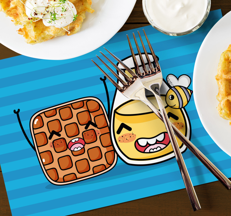 Cute waffle and honey children placemat - TenStickers